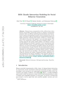Dyadic Interaction Modeling for Social Behavior Generation