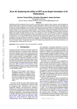 AI on AI: Exploring the Utility of GPT as an Expert Annotator of AI
  Publications