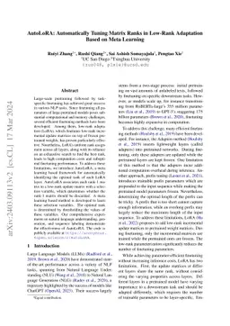 AutoLoRA: Automatically Tuning Matrix Ranks in Low-Rank Adaptation Based
  on Meta Learning