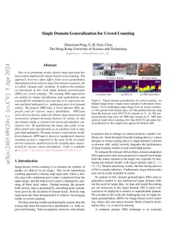 Single Domain Generalization for Crowd Counting