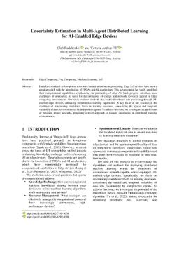 Uncertainty Estimation in Multi-Agent Distributed Learning for
  AI-Enabled Edge Devices
