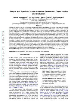 Basque and Spanish Counter Narrative Generation: Data Creation and
  Evaluation