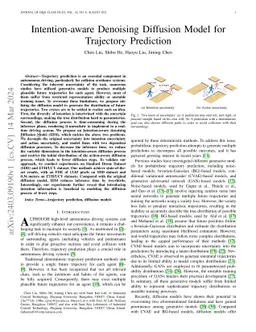 Intention-aware Denoising Diffusion Model for Trajectory Prediction