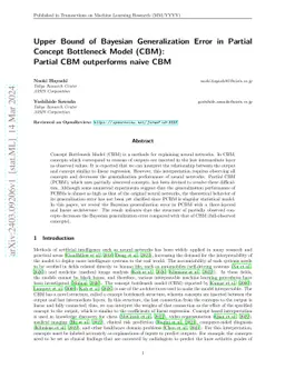 Upper Bound of Bayesian Generalization Error in Partial Concept
  Bottleneck Model (CBM): Partial CBM outperforms naive CBM