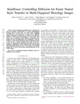 StainFuser: Controlling Diffusion for Faster Neural Style Transfer in
  Multi-Gigapixel Histology Images