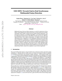 E2E-MFD: Towards End-to-End Synchronous Multimodal Fusion Detection