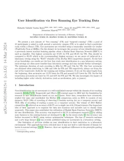 User Identification via Free Roaming Eye Tracking Data