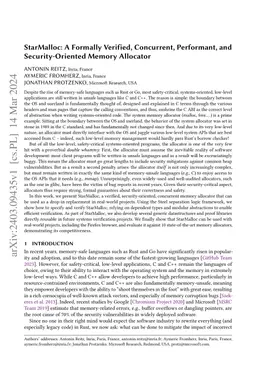 StarMalloc: A Formally Verified, Concurrent, Performant, and
  Security-Oriented Memory Allocator