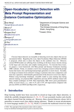 Open-Vocabulary Object Detection with Meta Prompt Representation and
  Instance Contrastive Optimization