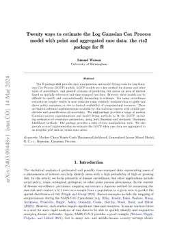 Twenty ways to estimate the Log Gaussian Cox Process model with point
  and aggregated case data: the rts2 package for R