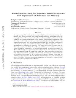 Adversarial Fine-tuning of Compressed Neural Networks for Joint
  Improvement of Robustness and Efficiency