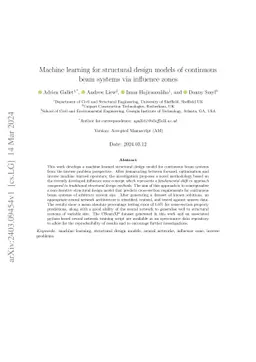 Machine learning for structural design models of continuous beam systems
  via influence zones