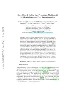 Eyes Closed, Safety On: Protecting Multimodal LLMs via Image-to-Text
  Transformation