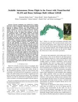 Scalable Outdoors Autonomous Drone Flight with Visual-Inertial SLAM and Dense Submaps Built without LiDAR