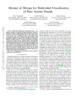 Mixture of Mixups for Multi-label Classification of Rare Anuran Sounds