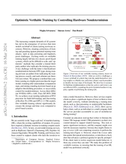 Optimistic Verifiable Training by Controlling Hardware Nondeterminism