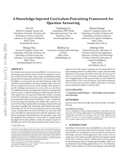 A Knowledge-Injected Curriculum Pretraining Framework for Question
  Answering
