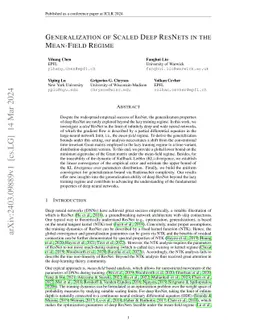 Generalization of Scaled Deep ResNets in the Mean-Field Regime