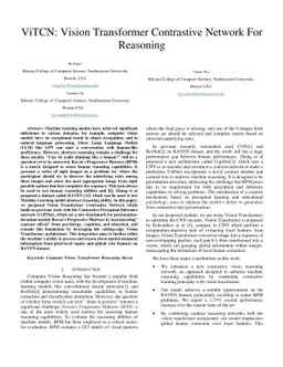 ViTCN: Vision Transformer Contrastive Network For Reasoning