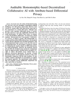 Auditable Homomorphic-based Decentralized Collaborative AI with
  Attribute-based Differential Privacy