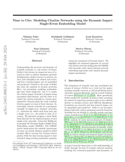 Time to Cite: Modeling Citation Networks using the Dynamic Impact
  Single-Event Embedding Model
