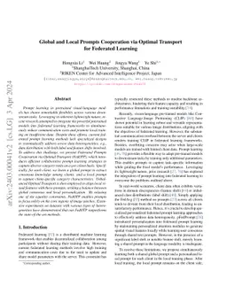 Global and Local Prompts Cooperation via Optimal Transport for Federated
  Learning