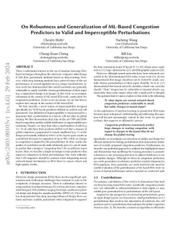 On Robustness and Generalization of ML-Based Congestion Predictors to
  Valid and Imperceptible Perturbations