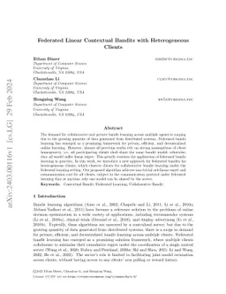 Federated Linear Contextual Bandits with Heterogeneous Clients