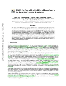 EBBS: An Ensemble with Bi-Level Beam Search for Zero-Shot Machine Translation