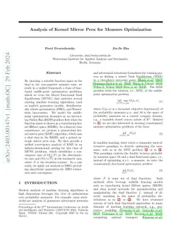 Analysis of Kernel Mirror Prox for Measure Optimization
