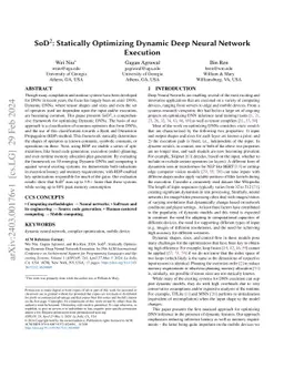 SoD$^2$: Statically Optimizing Dynamic Deep Neural Network