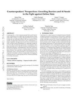 Counterspeakers' Perspectives: Unveiling Barriers and AI Needs in the
  Fight against Online Hate