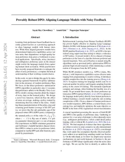 Provably Robust DPO: Aligning Language Models with Noisy Feedback