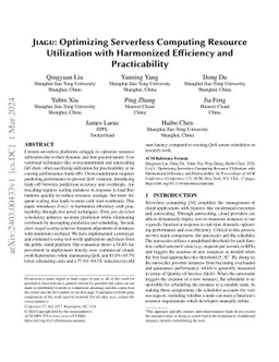 Jiagu: Optimizing Serverless Computing Resource Utilization with
  Harmonized Efficiency and Practicability