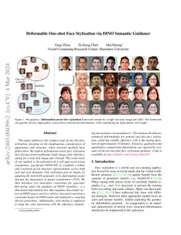 Deformable One-shot Face Stylization via DINO Semantic Guidance
