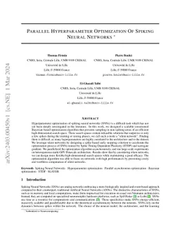 Parallel Hyperparameter Optimization Of Spiking Neural Network