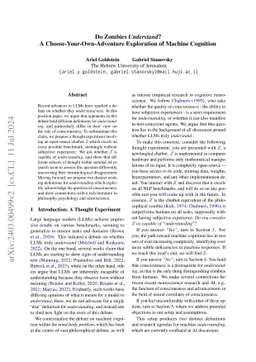 Do Zombies Understand? A Choose-Your-Own-Adventure Exploration of
  Machine Cognition