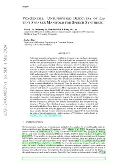 VoxGenesis: Unsupervised Discovery of Latent Speaker Manifold for Speech
  Synthesis