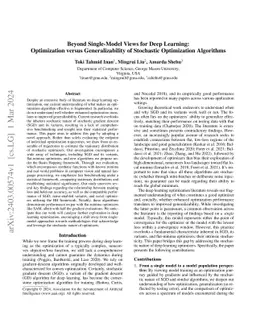 Beyond Single-Model Views for Deep Learning: Optimization versus
  Generalizability of Stochastic Optimization Algorithms