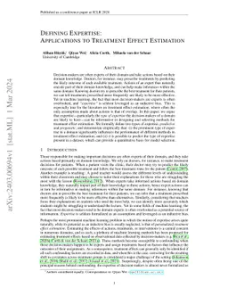 Defining Expertise: Applications to Treatment Effect Estimation