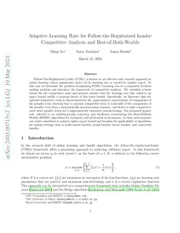 Adaptive Learning Rate for Follow-the-Regularized-Leader: Competitive
  Analysis and Best-of-Both-Worlds