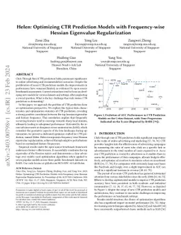 Helen: Optimizing CTR Prediction Models with Frequency-wise Hessian
  Eigenvalue Regularization