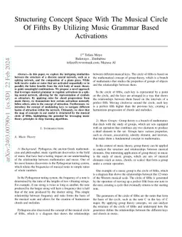 Structuring Concept Space with the Musical Circle of Fifths by Utilizing Music Grammar Based Activations