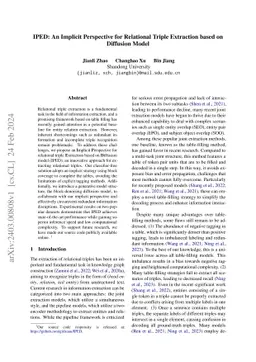 IPED: An Implicit Perspective for Relational Triple Extraction based on
  Diffusion Model