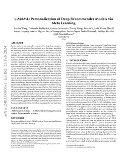 LiMAML: Personalization of Deep Recommender Models via Meta Learning