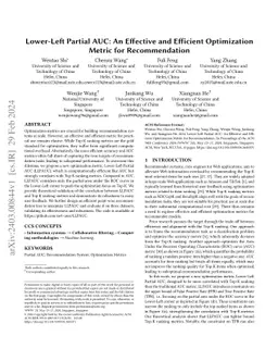 Lower-Left Partial AUC: An Effective and Efficient Optimization Metric
  for Recommendation