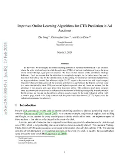 Improved Online Learning Algorithms for CTR Prediction in Ad Auctions