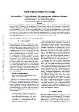 Word Order and World Knowledge