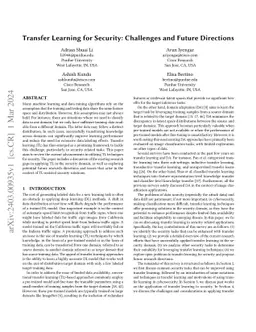 Transfer Learning for Security: Challenges and Future Directions