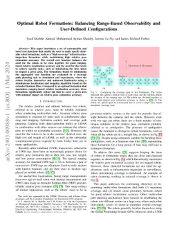 Optimal Robot Formations: Balancing Range-Based Observability and User-Defined Configurations